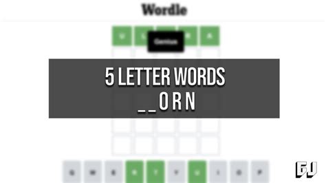 5 letter words ending in orn|5